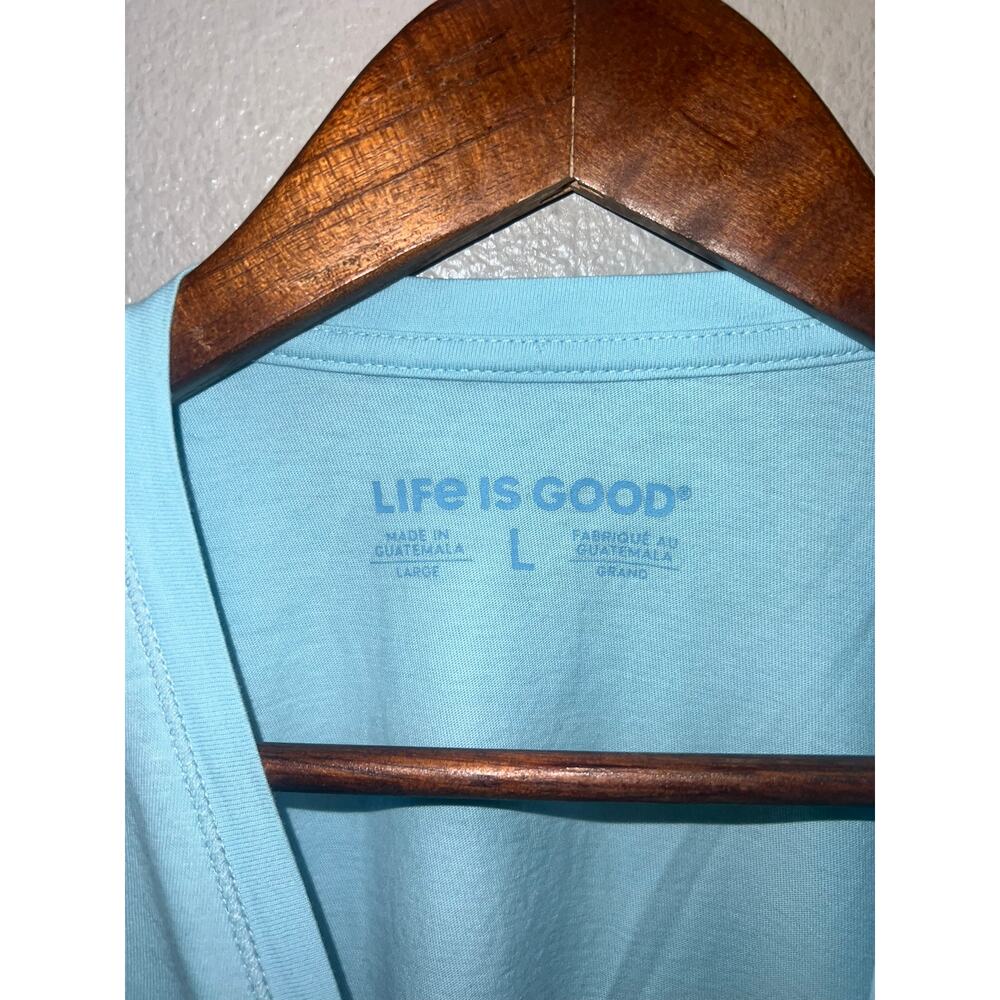 Womens Life Is Good Beach Shirt Follow The Sun Light Blue Top Tee Women Large - Picture 4 of 7